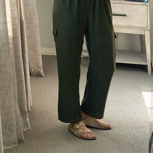 Como Vintage Olive Green Wide-Leg Elastic Waist Pants